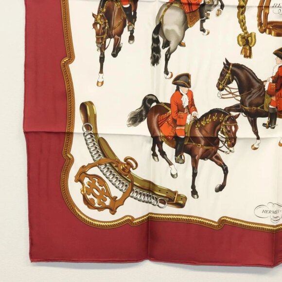 HERMES Carre 90 Scarf ""REPRISE"" Silk Red - Picture 6 of 15